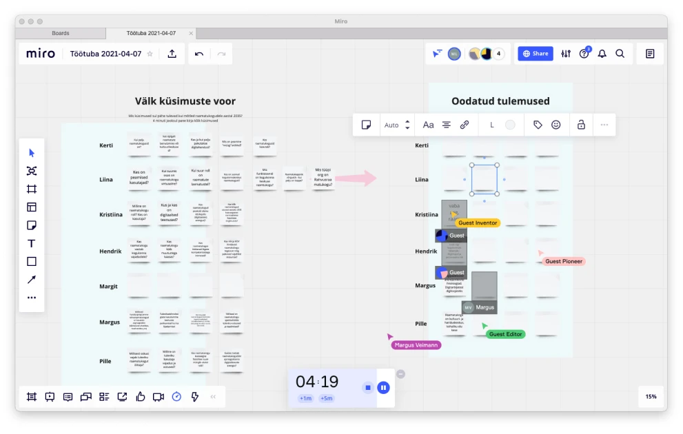Screenshot from ongoing workshop