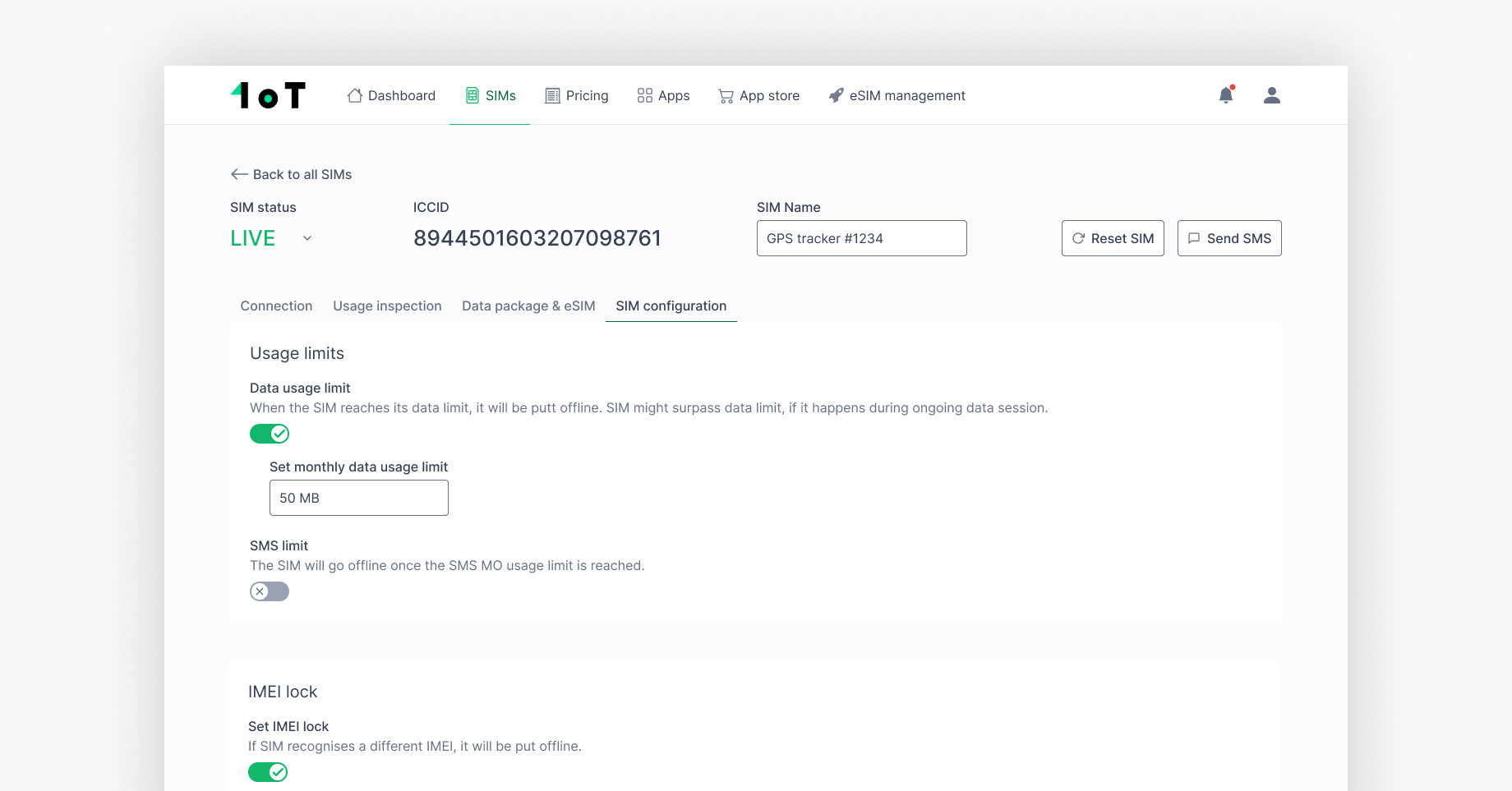 Configure SIM settings