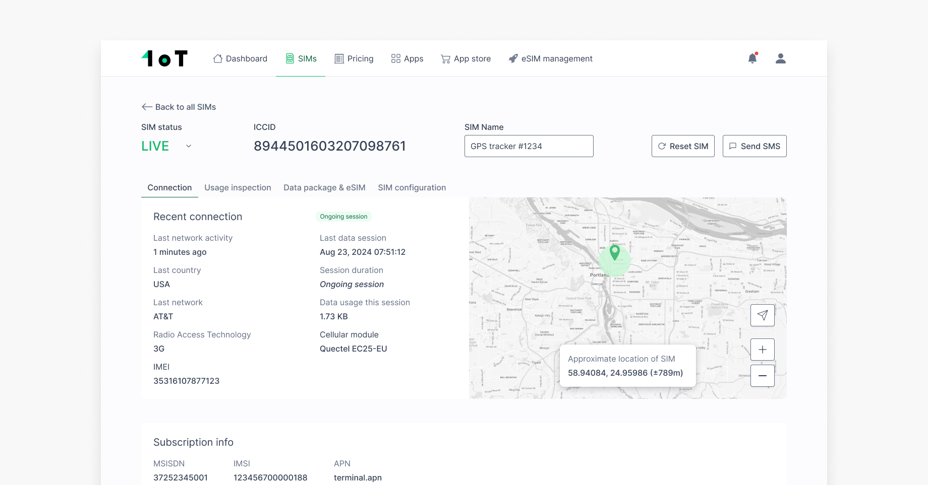 The redesigned SIMs view showing a clean, organized table with filtering options and status indicators