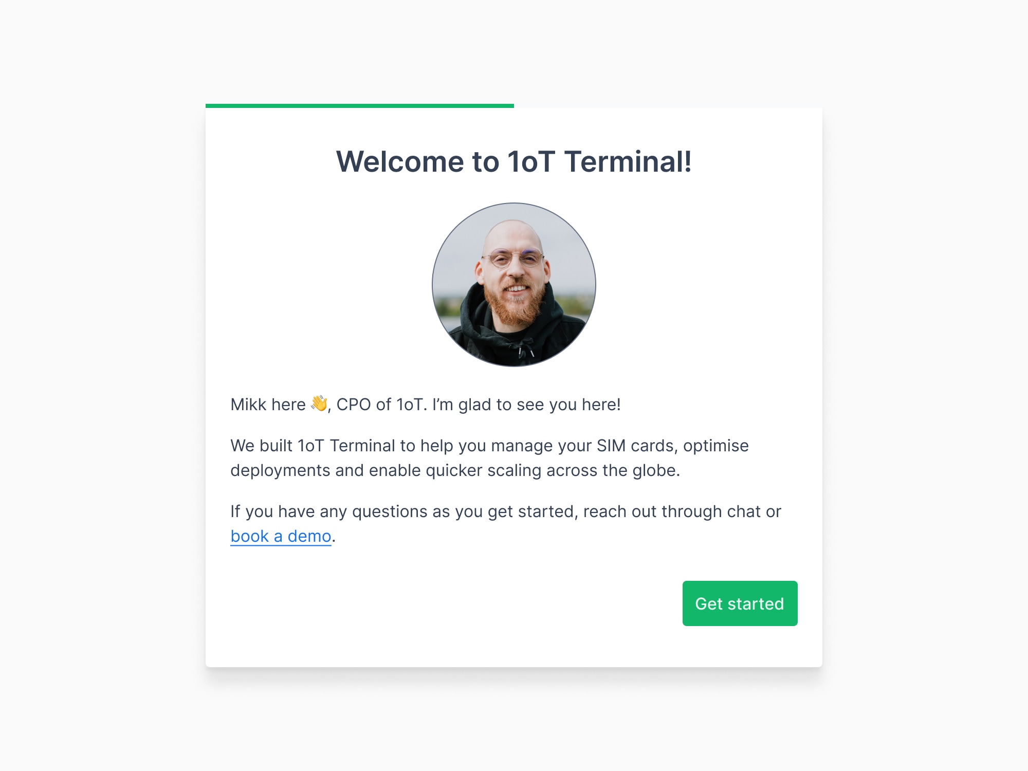 Terminal onboarding